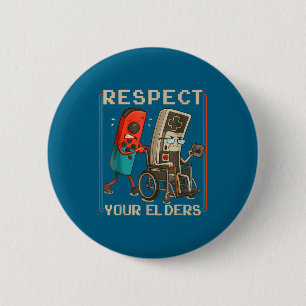 Respect Your Elders Retro Gaming Funny Gamer Contr 6 Cm Round Badge