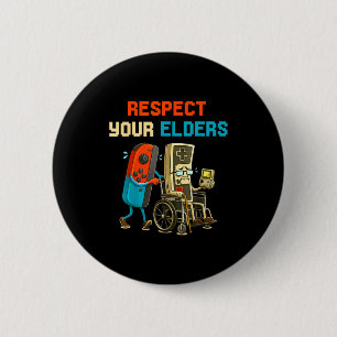Respect Your Elders Retro Gaming Funny Gamer Contr 6 Cm Round Badge
