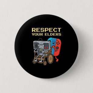 Respect Your Elders Retro Gaming Funny Gamer Contr 6 Cm Round Badge