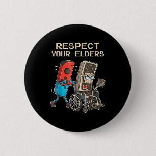 Respect Your Elders Retro Gaming Funny Gamer Contr 6 Cm Round Badge
