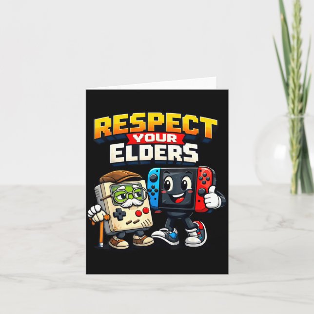 Respect Your Elders Retro Gaming Funny Gamer Contr Card (Front)
