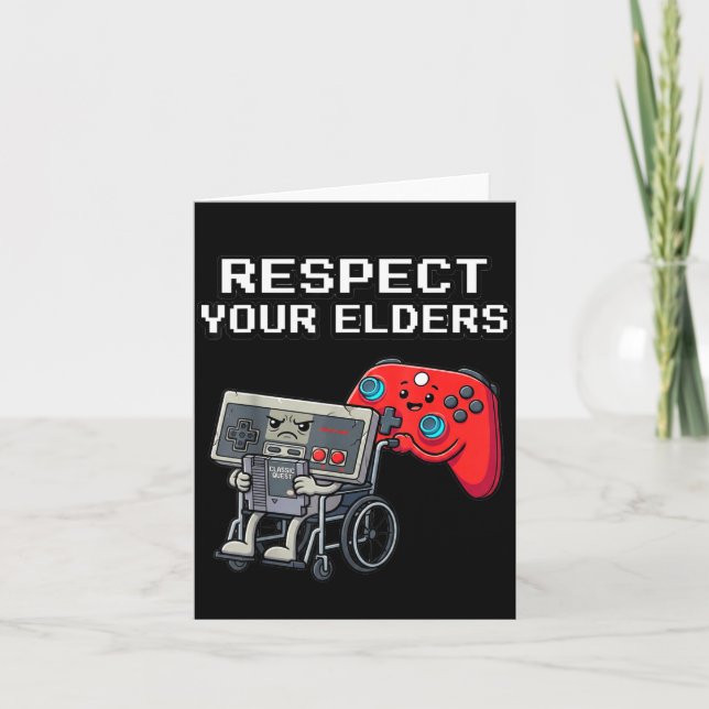 Respect Your Elders Retro Gaming Funny Gamer Contr Card (Front)