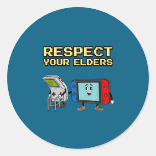 Respect Your Elders Retro Gaming Funny Gamer Contr Classic Round Sticker