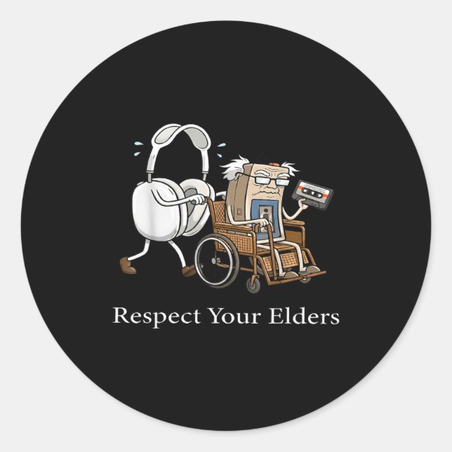 Respect Your Elders Retro Gaming Funny Gamer Contr Classic Round Sticker (Front)