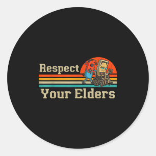 Respect Your Elders Retro Gaming Funny Gamer Contr Classic Round Sticker