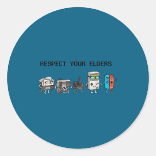 Respect Your Elders Retro Gaming Funny Gamer Contr Classic Round Sticker