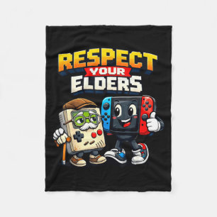 Respect Your Elders Retro Gaming Funny Gamer Contr Fleece Blanket