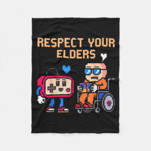 Respect Your Elders Retro Gaming Funny Gamer Contr Fleece Blanket
