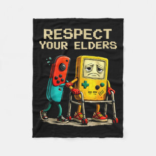 Respect Your Elders Retro Gaming Funny Gamer Contr Fleece Blanket