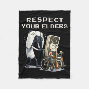 Respect Your Elders Retro Gaming Funny Gamer Contr Fleece Blanket