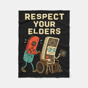 Respect Your Elders Retro Gaming Funny Gamer Contr Fleece Blanket