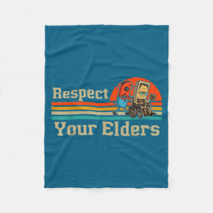 Respect Your Elders Retro Gaming Funny Gamer Contr Fleece Blanket
