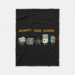 Respect Your Elders Retro Gaming Funny Gamer Contr Fleece Blanket