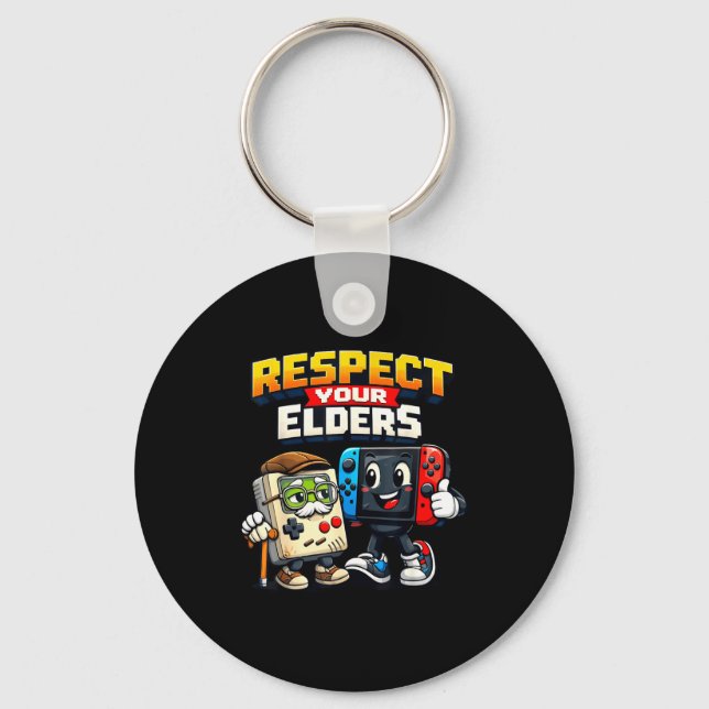 Respect Your Elders Retro Gaming Funny Gamer Contr Key Ring (Front)