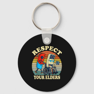 Respect Your Elders Retro Gaming Funny Gamer Contr Key Ring