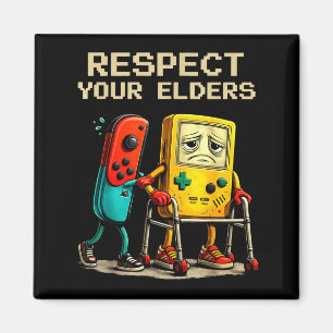 Respect Your Elders Retro Gaming Funny Gamer Contr Magnet