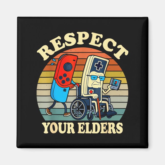Respect Your Elders Retro Gaming Funny Gamer Contr Magnet (Front)