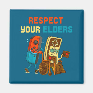 Respect Your Elders Retro Gaming Funny Gamer Contr Magnet