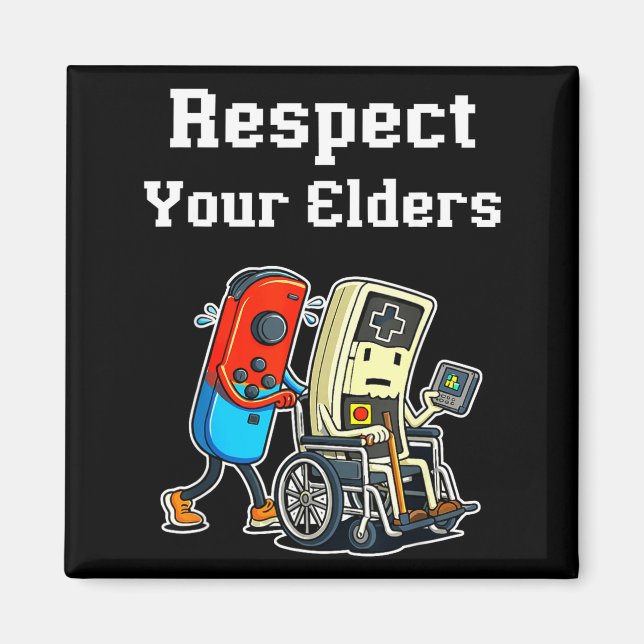 Respect Your Elders Retro Gaming Funny Gamer Contr Magnet (Front)