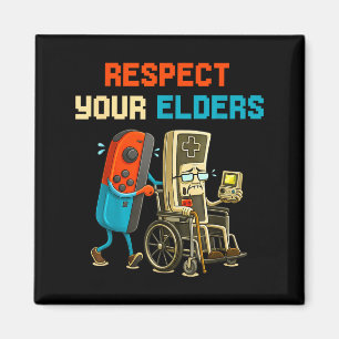 Respect Your Elders Retro Gaming Funny Gamer Contr Magnet