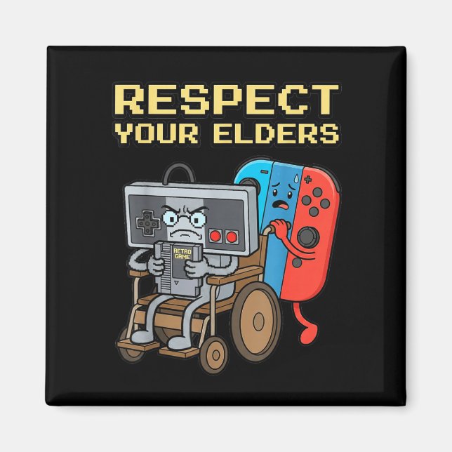 Respect Your Elders Retro Gaming Funny Gamer Contr Magnet (Front)