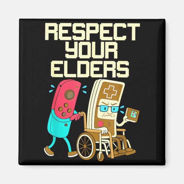 Respect Your Elders Retro Gaming Funny Gamer Contr Magnet (Front)