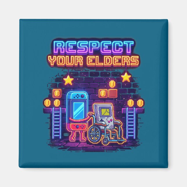 Respect Your Elders Retro Gaming Funny Gamer Contr Magnet (Front)