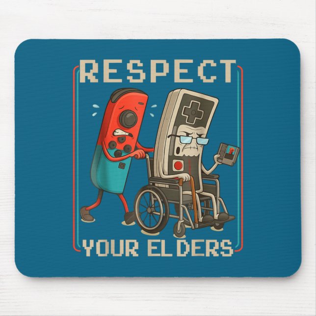 Respect Your Elders Retro Gaming Funny Gamer Contr Mouse Pad (Front)