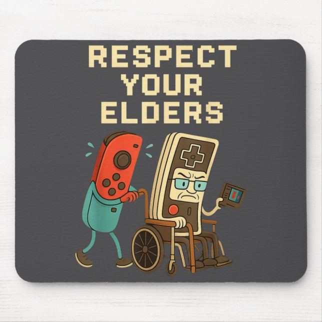 Respect Your Elders Retro Gaming Funny Gamer Contr Mouse Pad (Front)