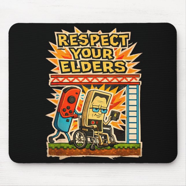 Respect Your Elders Retro Gaming Funny Gamer Contr Mouse Pad (Front)