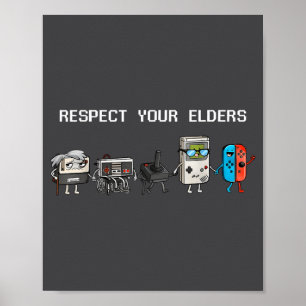 Respect Your Elders Retro Gaming Funny Gamer Contr Poster