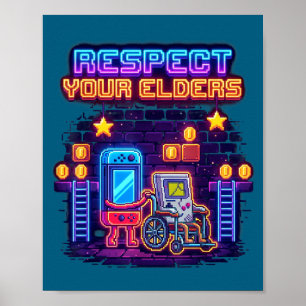 Respect Your Elders Retro Gaming Funny Gamer Contr Poster