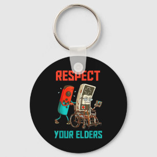 Respect Your Elders Retro Gaming Video Gamer 80s B Key Ring