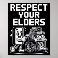 Respect Your Elders Retro Tech Camera Phone Cartoo