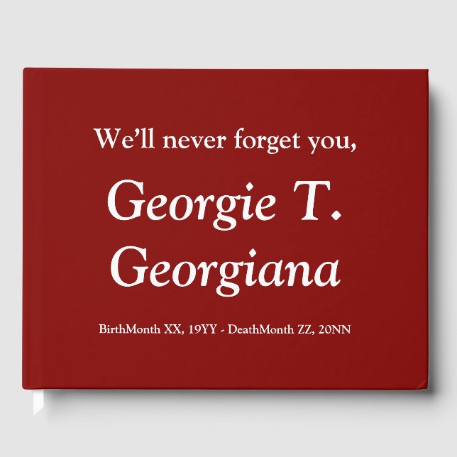 Respectable & Conservative Memories Guestbook (Front)