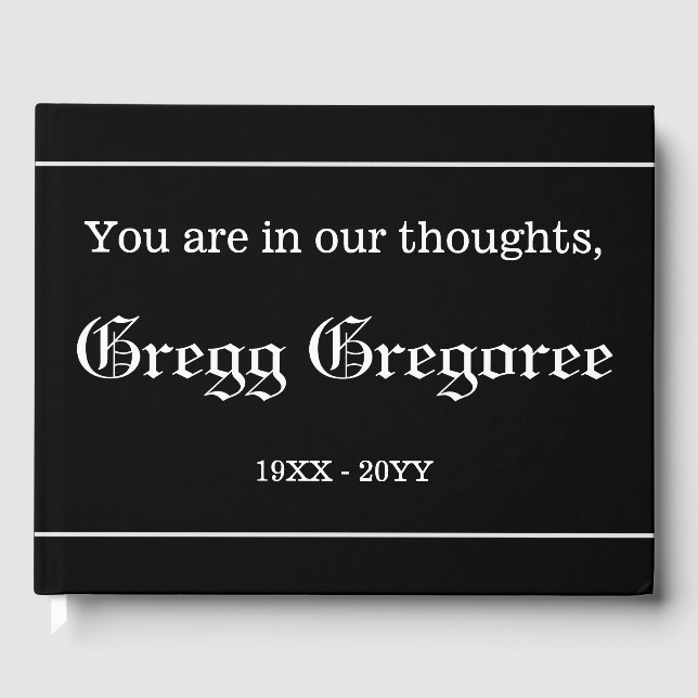 Respectable, Personalised Memorial Guestbook (Front)