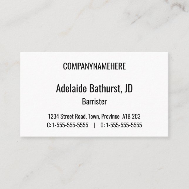 Respectable, Professional Lawyer Business Card (Front)