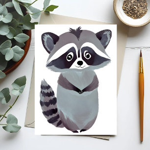 Respectful Racoon   Cute Animal Watercolor Postcard