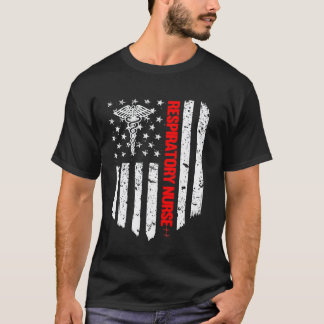 Respiratory Nurse American Flag Rn Registered Nurs T-Shirt