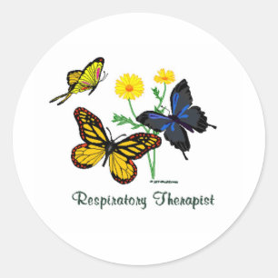 Respiratory Therapist Butterflies Classic Round Sticker
