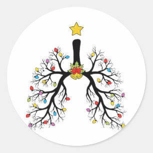 Respiratory Therapist Christmas Tree Lights Pulmon Classic Round Sticker