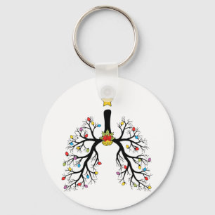 Respiratory Therapist Christmas Tree Lights Pulmon Key Ring