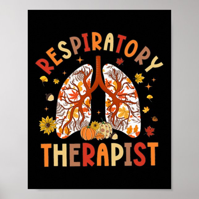 Respiratory Therapist Fall Lung Thanksgiving Pulmo Poster (Front)