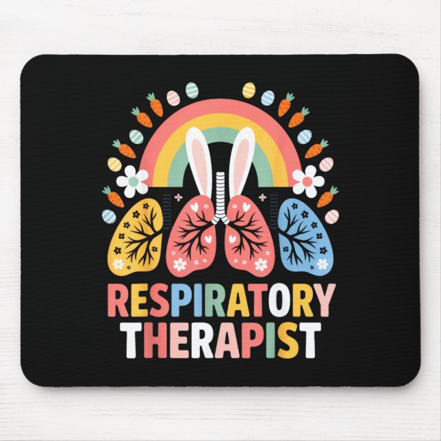 Respiratory Therapist Funny Easter Bunny Spring He Mouse Pad (Front)