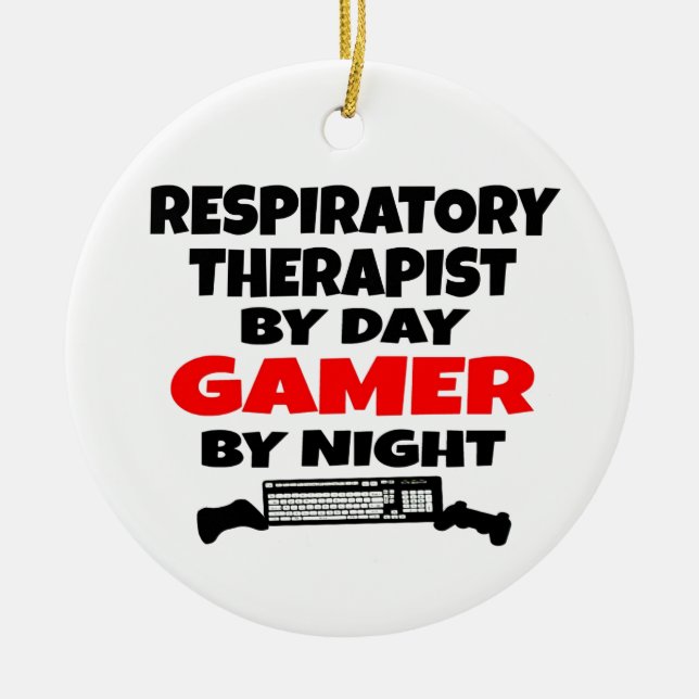 Respiratory Therapist Gamer Ceramic Tree Decoration (Front)