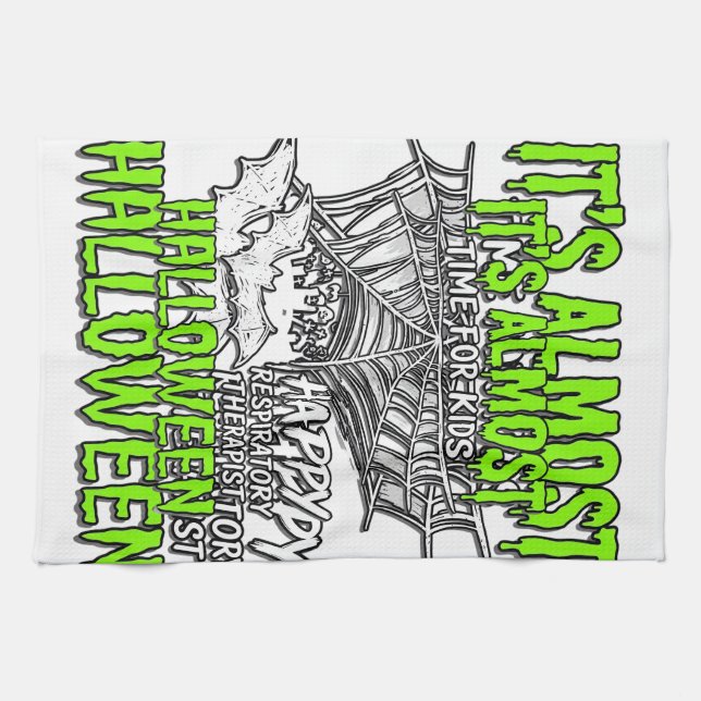 Respiratory Therapist Halloween Spider Web Design_ Tea Towel (Horizontal)