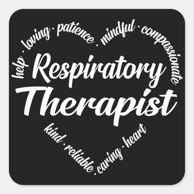 Respiratory Therapist Heart Word Cloud Square Sticker (Front)