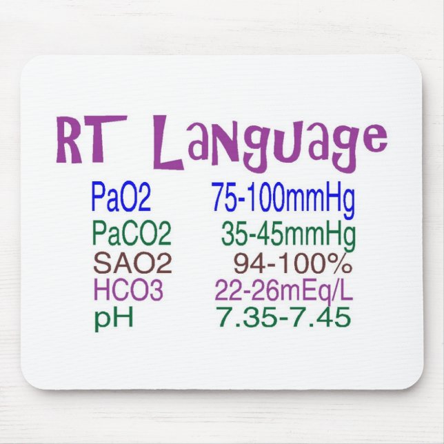 Respiratory Therapist "language" Blood Gasses Mouse Pad (Front)