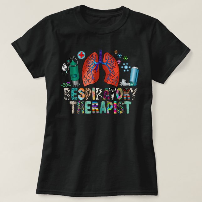Respiratory Therapist Leopard Stethoscope Western  T-Shirt (Design Front)