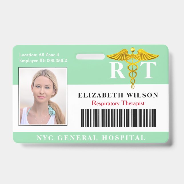 Respiratory Therapist | Medical Employee Photo ID Badge (Front)